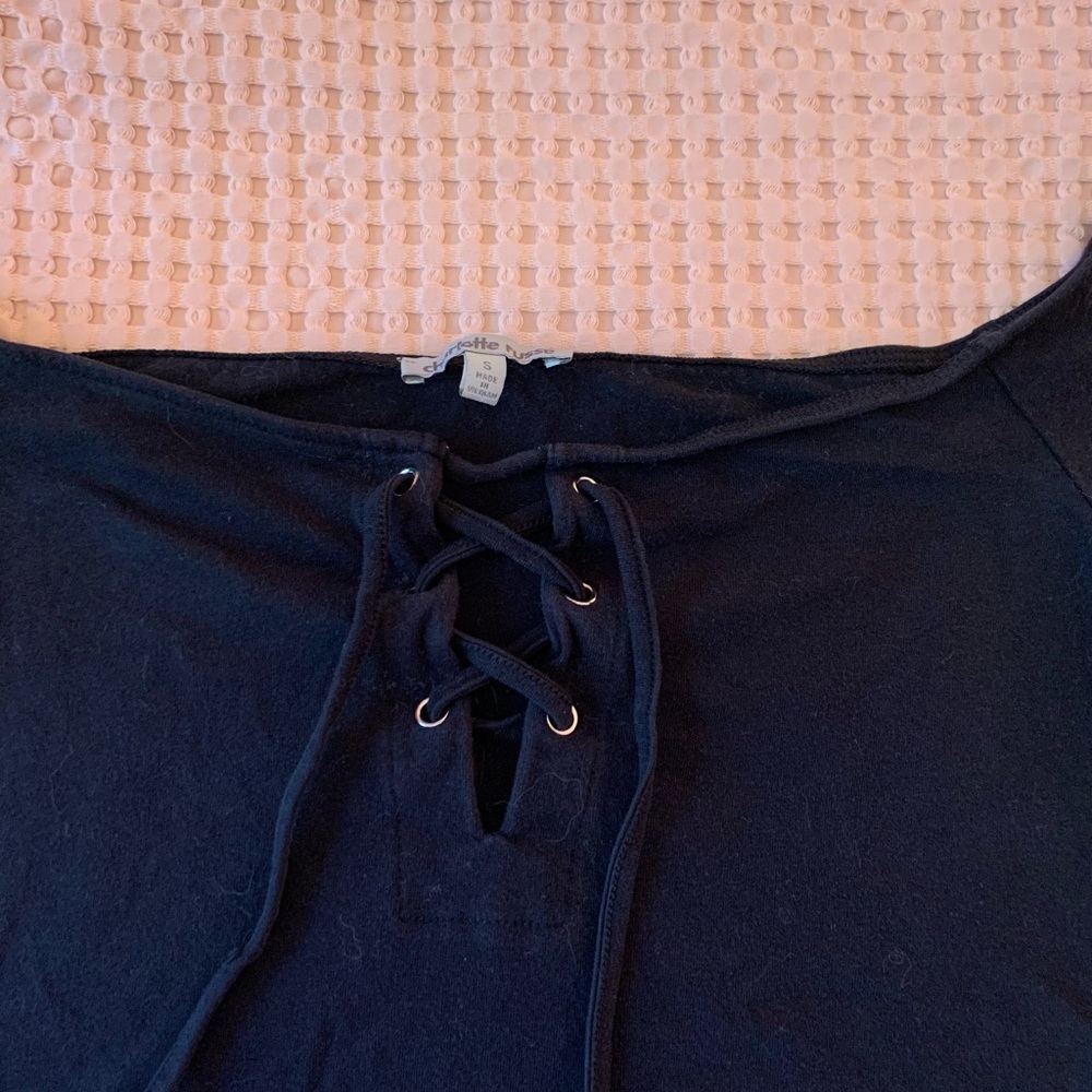 Charlotte Russe off the shoulder lace up crop top - Picture 2 of 5